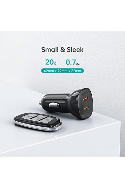 CHOETECH Fast Car Charger 60W Dual USB-C, PD Fast Charging for iPhone & Android TC0008