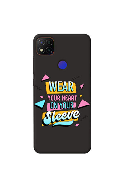 Other Xiaomi Redmi 9c Wear Your Heart Black Colored Silicone TPU Θήκη