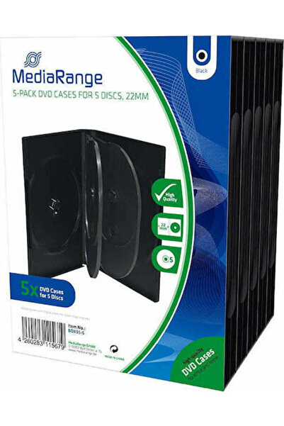 MediaRange Θήκη DVD με 5 θέσεις, Μαύρη, 5 τεμάχια