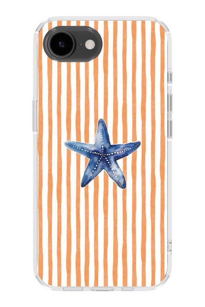 FLAMENKO iPhone 16E Compatible Starfish Patterned Transparent Phone Case
