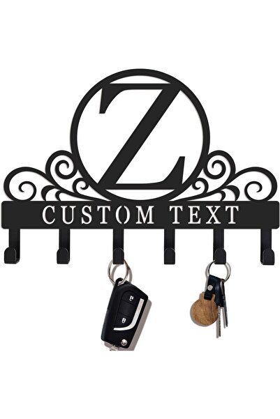 Slasa Letter Z Acrylic Key Holder for Wall, Black Monogram Decor, 24 x 17 cm
