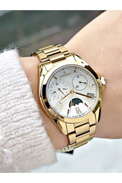Essence Functional Steel Cord Gold Color Women Wrist Watch Es6910Mr