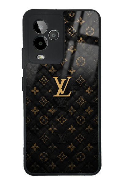 Spoyi حافظة هاتف Gm 24 Pro باللون الأسود والذهبي بتصميم LV لامع