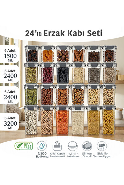 MAXİFRESH مجموعة حاويات الطعام مكونة من 24 قطعة، مانعة للتسرب مع آلية إغلاق م...