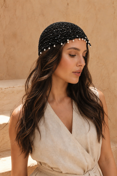 REMSA Bead Detail Hair Net Sea Beach Hair Accessory 2144 Black