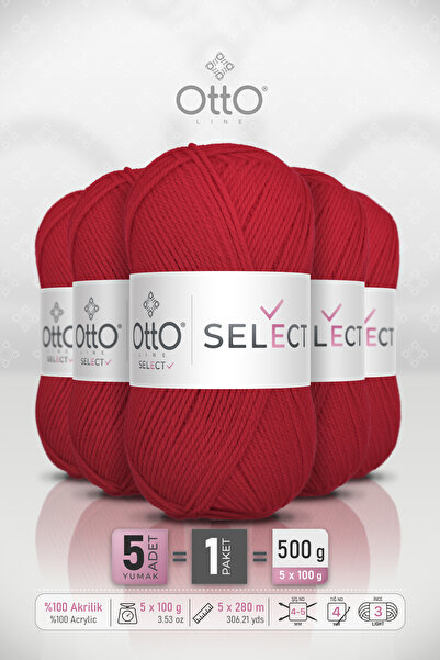 Otto Select - Light Red (9524) - 5-Pack - 100Gr/280M - Acrylic Hand Knitting ...