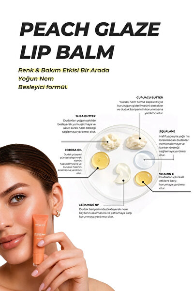 WIWIFY Glow & Protect Lip Duo, Hydrating Lip Balm + Peach Glaze Balm | SPF 15, Squalane, Ceramide
