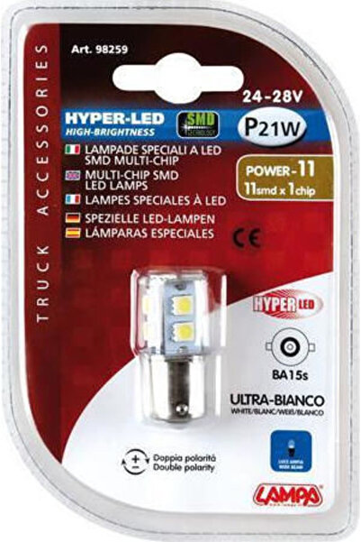 Lampa Λάμπες Αυτοκινήτου Hyper-LED Ισχύος 33 Λευκό P21W-BA15S-1156 LED 6500K ...