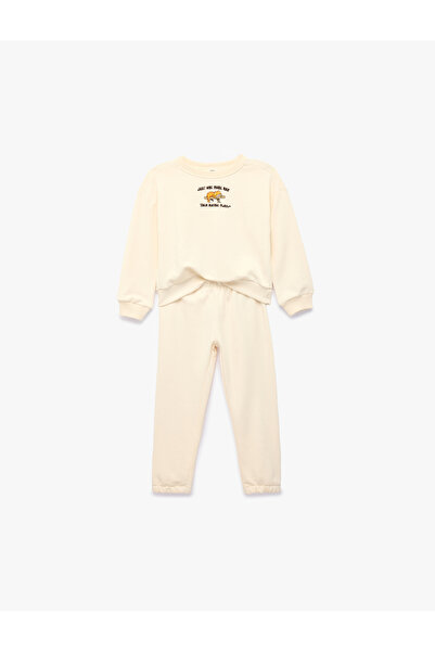 Koton Cat Embroidered Long Sleeve Crew Neck Tracksuit Set