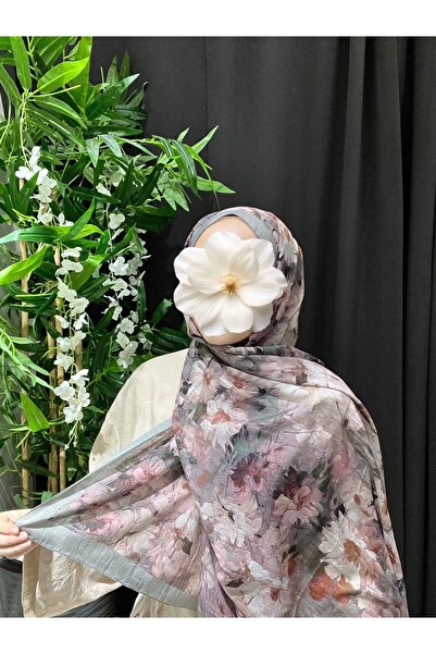 Velora Scarf Bahar Desen Bambu Kraş Şal | Gri