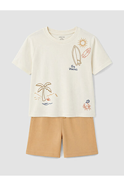 LC Waikiki Rmz Gi̇yi̇m Farkiyla Printed Boys' Shorts Set