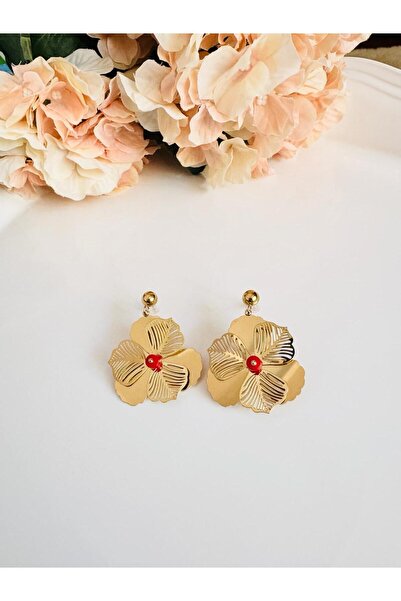 DEVİ fashion Steel Filigree Flower Earrings 3 cm