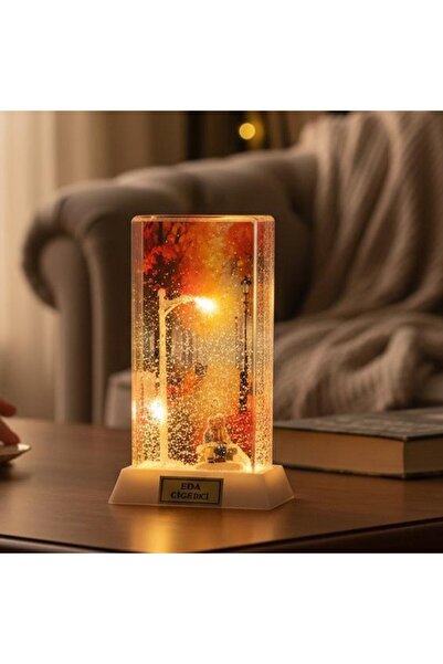keyfim shop Kişiye Özel LED Işıklı Son Baharda Aşk Temalı Dekoratif Gece Lambası
