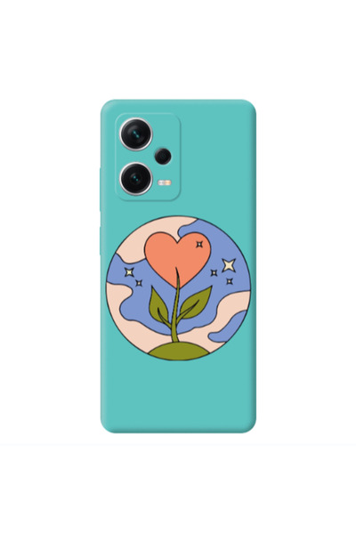 Other Xiaomi Poco X5 Hearted Flower Turquoise Colored Silicone TPU Θήκη