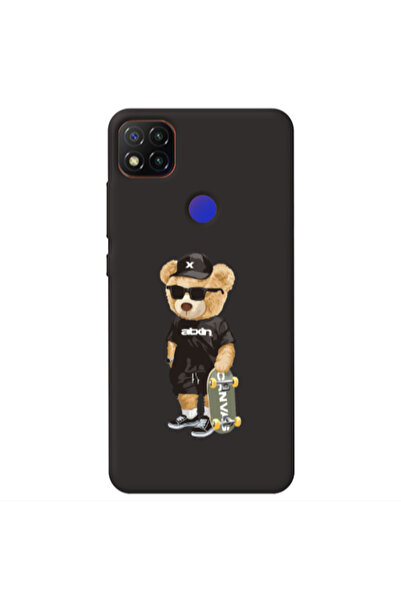 Other Xiaomi Redmi 9c Bear with glasses Black Colored Silicone TPU Θήκη