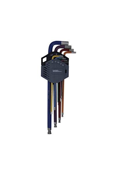 OEM Set chei hexagonale WGB cu cap sferic 1,5-10 mm, 9 piese, multicolor crom...