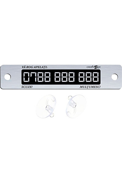 OEM Plăcuță de parbriz cu numărul de telefon, incl. ventuze, argintiu