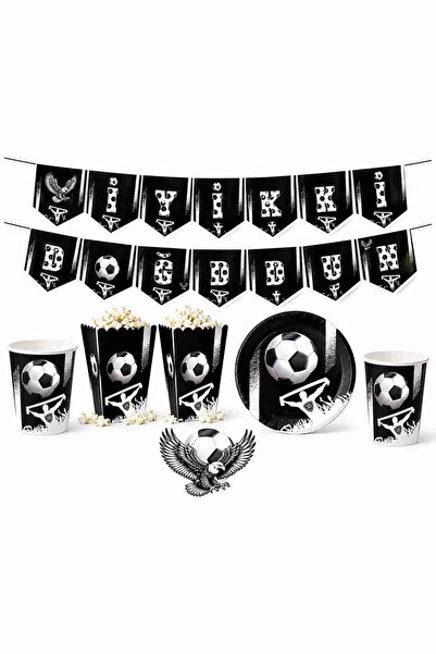 Big Party Black and White Fan Birthday Set for 16 People
