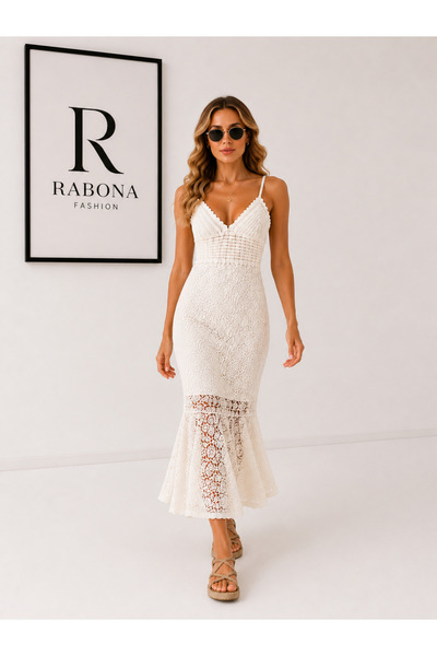 Rabona Fashion Elise Lace Guipure Midi Dress