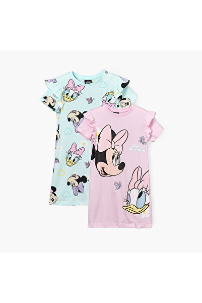 Disney Pack of 2 Cotton Round Neck Short Sleeves Sleepshirts with Minnie Mous...