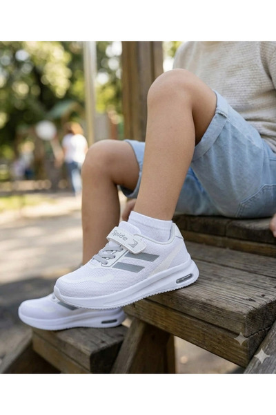 WEBORN Çocuk Sneaker Triko Fileli Tek Cırtlı Işıklı Esnek Hafif Nefes Alabile...