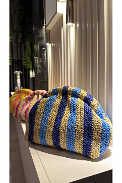 WOMANBAG Handmade Wicker Clutch Portfolio Blue (30X20Cm)
