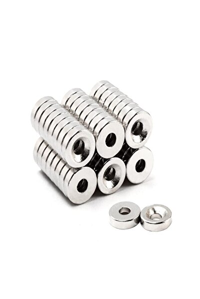 Hdg 5 Adet Havşa Delikli Neodyum Mıknatıs Magnet Çap: 1,5 cm Kalınlık : 4 mm