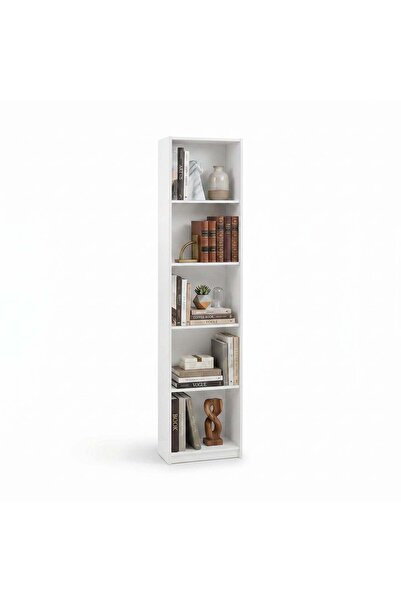 Adore Bibliotecă Vargas, 5 rafturi, Alb, 43x182x26 cm - Alb