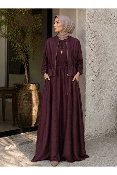 Budan Export Women's Jacketed Double Suit Lined Pocketed Loose Fit Islamic Cl...