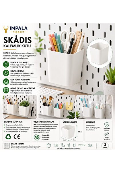 IKEA Skadıs 8x9 Cm Kutu Beyaz Çok Amaçlı Pano Parçası Kutu