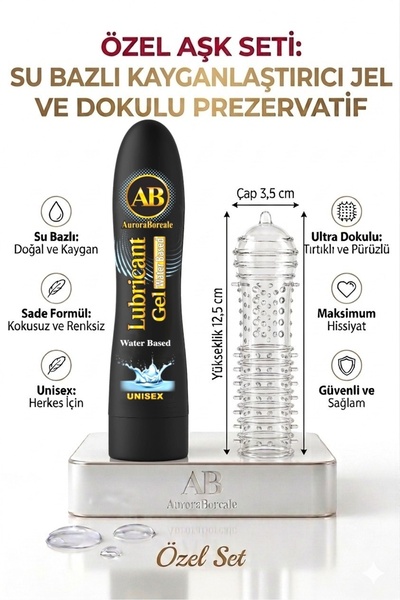 AuroraBoreale Büyük Boy Sade Su Bazlı Kayganlaştırıcı Jel Şeffaf Tırtıklı Pre...