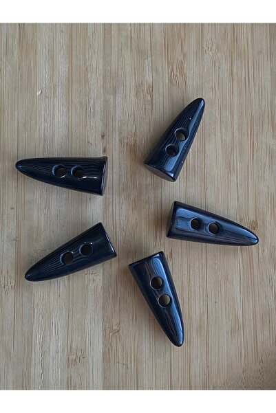 Lorin hobi Horn with Veins Ivory Shiny Shepherd Button 4.5 cm 5 Pcs Black