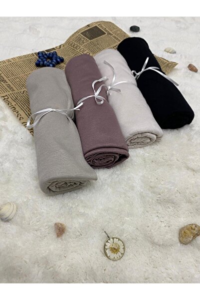 ALTIN DİKİŞ Combed Cotton Shawl Set of 4 Soft Textured Jersey Combed Cotton S...
