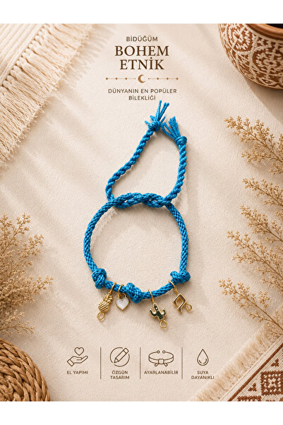 Bidüğüm Handmade Blue Charm Rope Bracelet – Bohemian Ethnic Adjustable Women'...