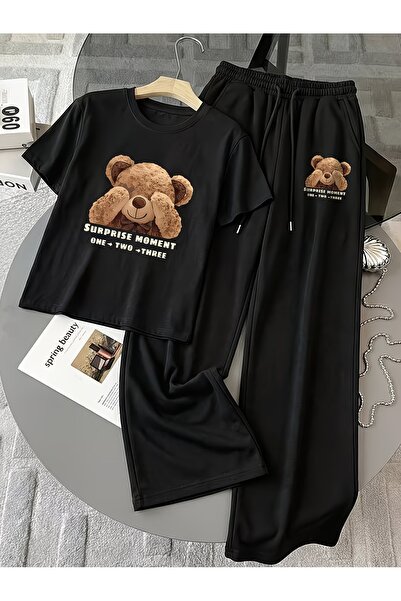 macklin Unisex Women's Men's Surprise Moment Bear Printed Oversized Tshirt an...