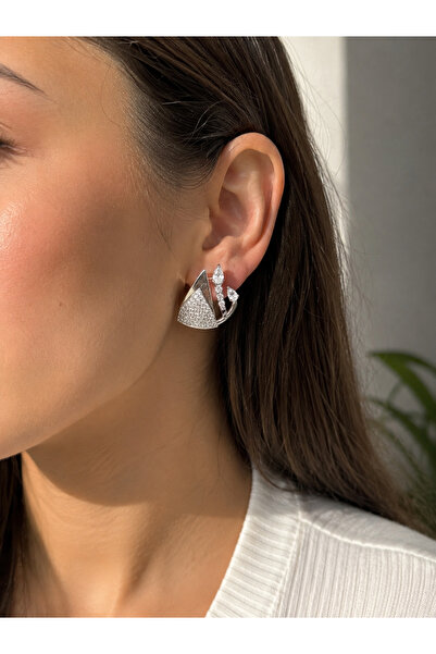 ANKA JEWELLRY Geometric Zircon Stone Women's Steel Earrings