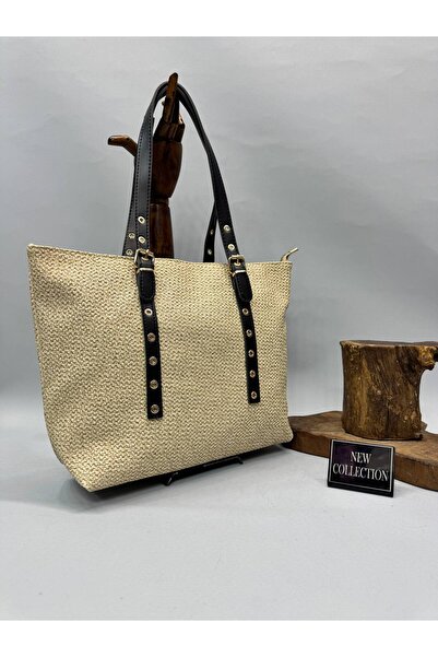 RMY MODA Straw-Look Textured Shoulder Bag with Faux Leather Strap, Daily Brie...