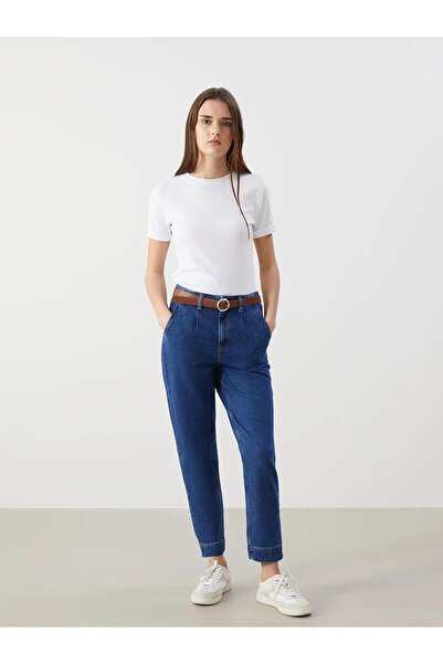 LC Waikiki Mom Fit Women's Jeans with Belt Waist - S57786Z8