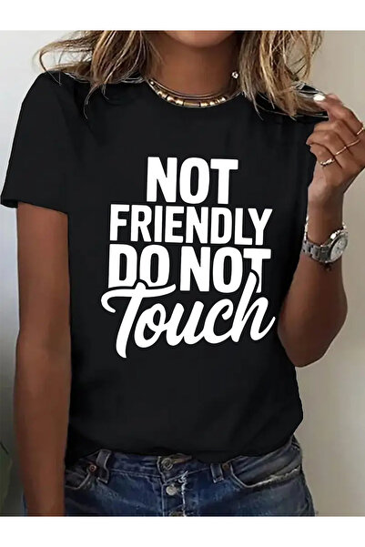 STITCHLY تي شيرت نسائي مطبوع عليه نص "NOT FRIENDLY DO NOT Touch" وطباعة حروف،...
