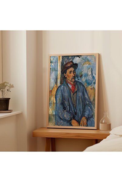 Pegziz Pictură de Paul Cézanne: Om în cămașă albastră | Portret bărbat înrăma...