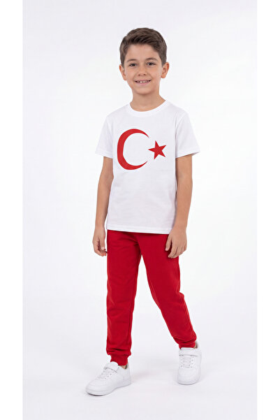 Mışıl Kids تي شيرت للأولاد مطبوع عليه هلال ونجمة