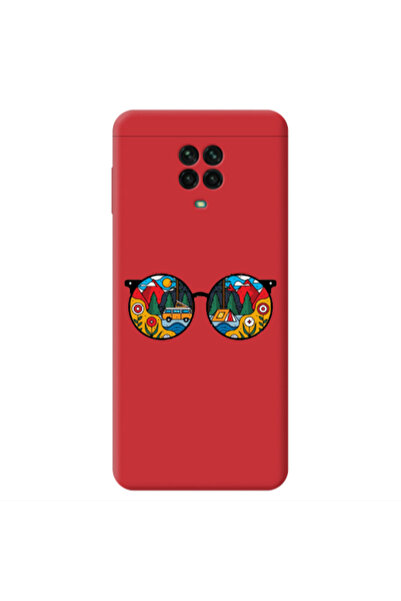 Other Xiaomi Redmi Note 9 Pro Round Glasses Red Colored Silicone TPU Θήκη