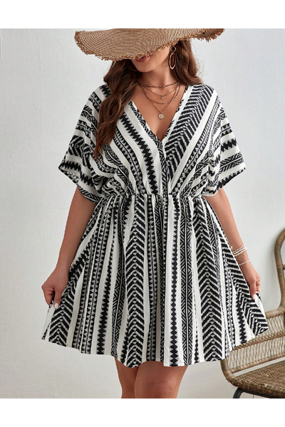 Evendi Rochie scurta, Alb/Negru