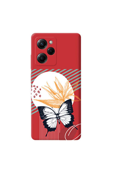 Other Xiaomi Poco X5 Pro Butterfly Lines Red Colored Silicone TPU Θήκη