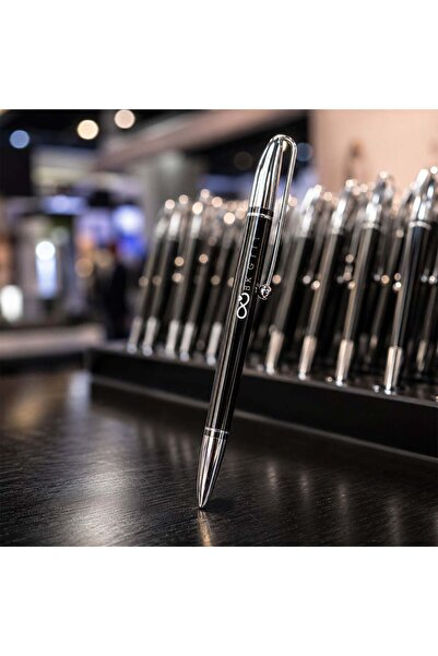 Bk Gift 10 Pieces of Black Metal Roller Ball Pens with Laser Engraving and Pr...