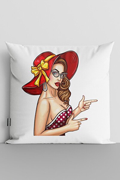 TicaretJet غطاء وسادة مطبوع رقميًا على الوجهين للنساء من Popart - 166