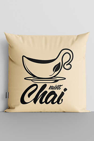 TicaretJet Nuint Tea Written Cup Themed Double Sided Digital Printed Throw Pi...