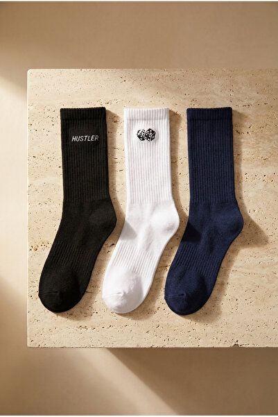 Katia&Bony Unisex 3-Pack Dice Embroidered Socks