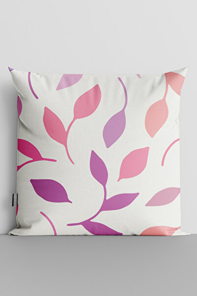 TicaretJet Colorful Leaves Double Sided Digital Printed Throw Pillow Cover