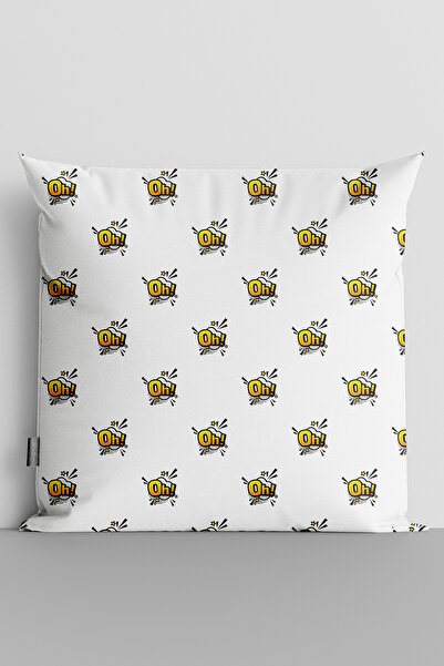 TicaretJet Popart Oh Written Double Sided Digital Printed Pillow Pillow Cover-52